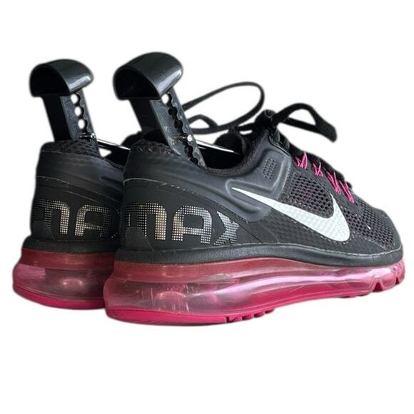 Boys Nike Air Max 2013 555753-001 Mesh Athletic Running Sneaker Size 3.5 Black - Picture 4 of 6